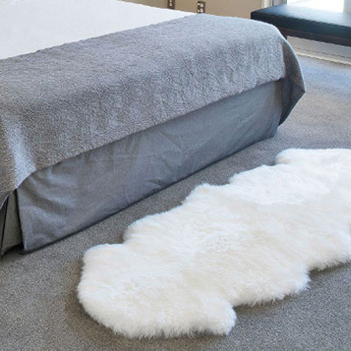 ニュージーランド原皮のムートン長毛フリース ホワイト; ２匹タイプ170-175*60cm; 中国ムートン製品メーカー.