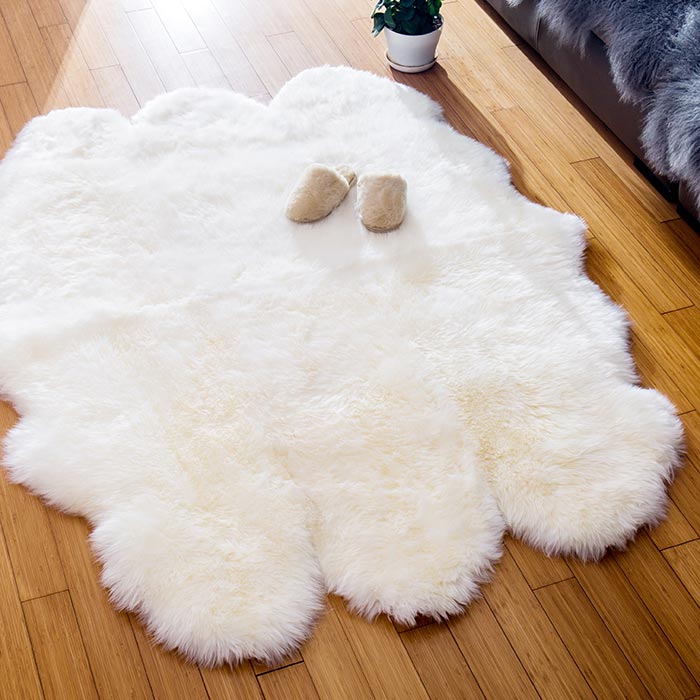 ニュージーランド原皮のムートン長毛　ラムスキン フリース  6匹物 170-175* 140cm; ホワイト.