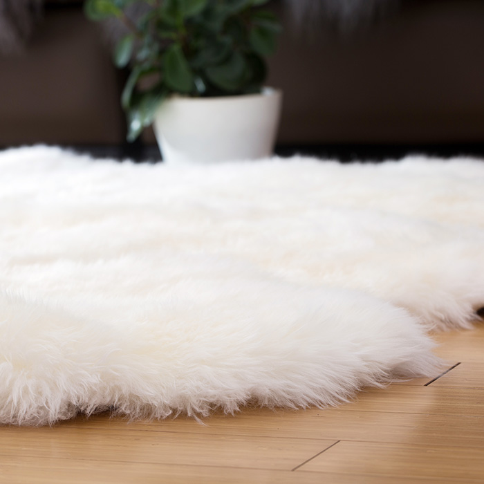 ニュージーランド原皮のムートン長毛　ラムスキン フリース  6匹物 170-175* 140cm; ホワイト.