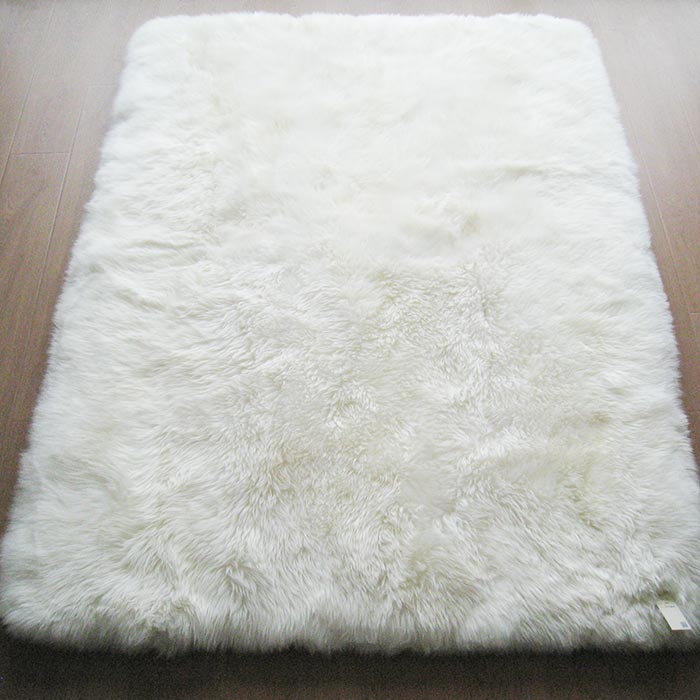 ニュージーランド シープスキン ; カーペット (白) 200*100cm ウール; ラムスキン ラグ シープスキン カーペット