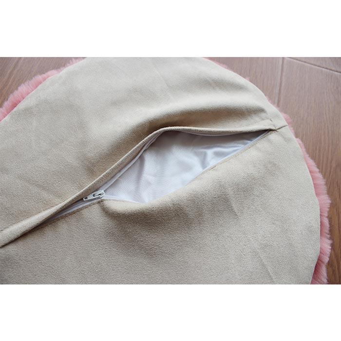 オーストラリア原皮　短毛 ウール シープスキン クッション; 円座　裏生地あり