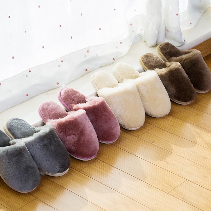 ム-トンファースリッパ; ルームシューズ；滑り止め；ベージュ　26～30CM