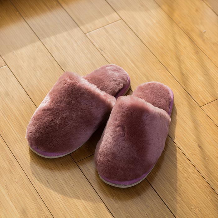 ム-トンファースリッパ; ルームシューズ；滑り止め；ベージュ　26～30CM