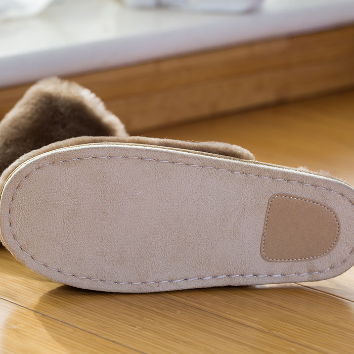 ム-トンファースリッパ; ルームシューズ；滑り止め；ベージュ　26～30CM