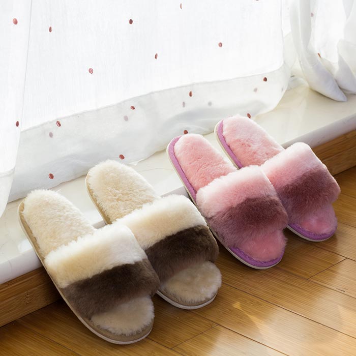 ナチュラル シープスキン スリッパ　ルームシューズ ; ファッション デザイン  マッチ　カラ; 滑り止め