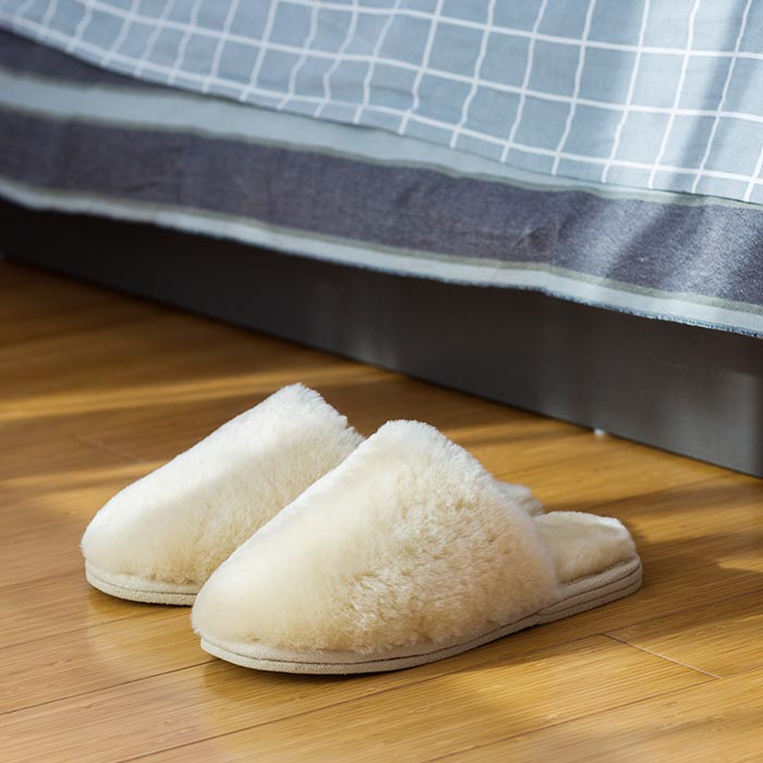 ム-トンファースリッパ; ルームシューズ；滑り止め；ベージュ　26～30CM