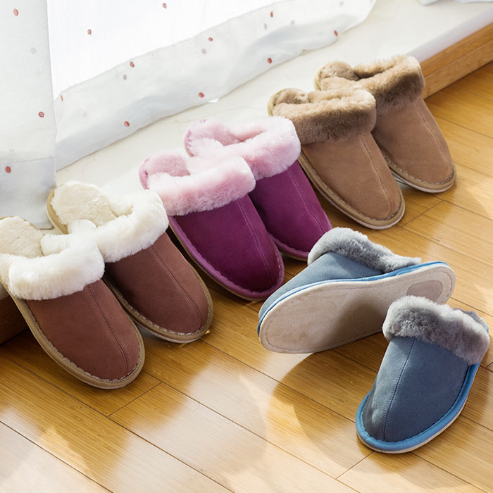 ム-トンファースリッパ; ルームシューズ; 牛革＋ムートンスリッパ；26～30CM
