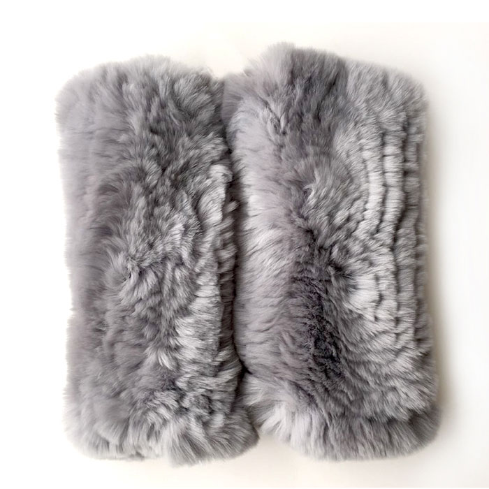 レッキス ファー 手袋；ナチュラル カラ  レッキス ファー 指出し手袋; 手縫い