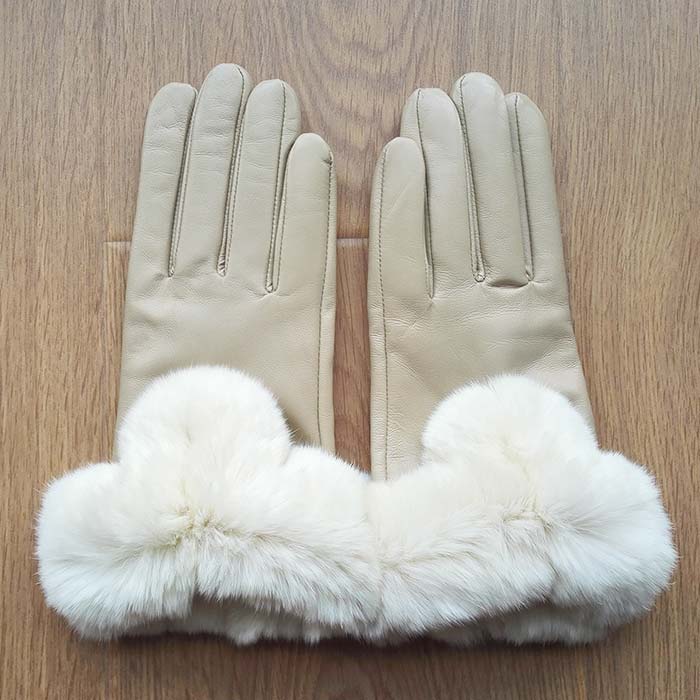 ラム革１００％ムートン手袋 ； レッキス；スマホン対応；レディース；　