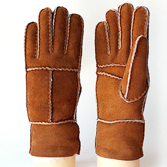 レディース シープスキン  グローブ  I 型; 長スタイル　ム-トン手袋　手縫い, メリノ シープスキン グローブ