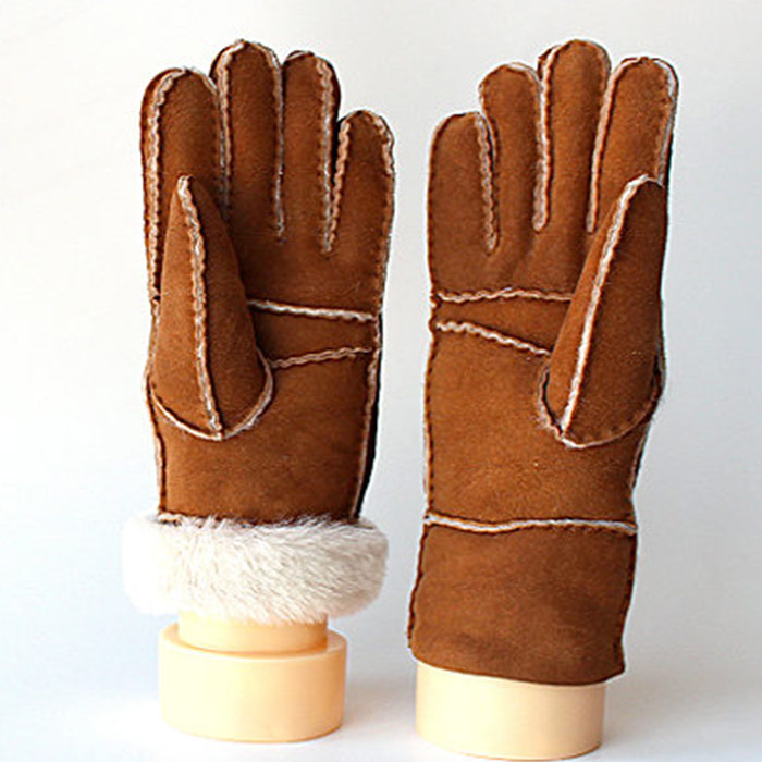 レディース シープスキン  グローブ  I 型; 長スタイル　ム-トン手袋　手縫い, メリノ シープスキン グローブ