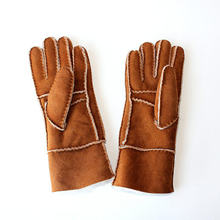 レディース シープスキン  グローブ  I 型; 長スタイル　ム-トン手袋　手縫い, メリノ シープスキン グローブ